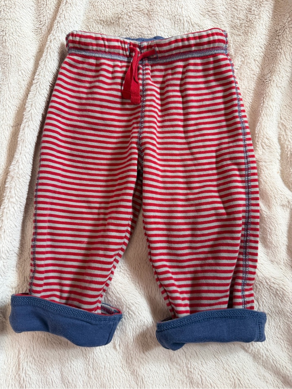 Reversible Sweat Jogger Striped Red, Navy & White Baby Pants with Navy 12-2T